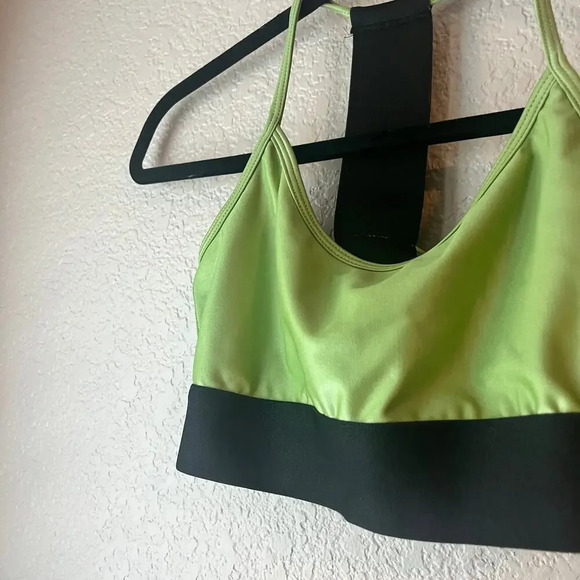 Noli Yoga Liquid Studio Bra Size Small Black Green Racerback - Picture 5 of 7